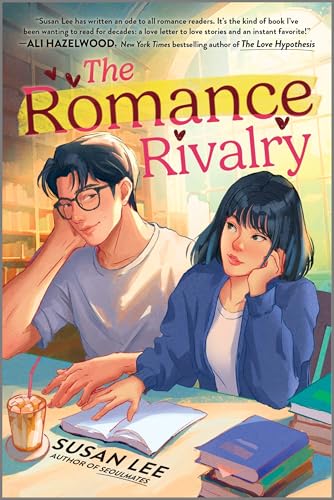 Book cover featuring two young adults with books, illustrated style.