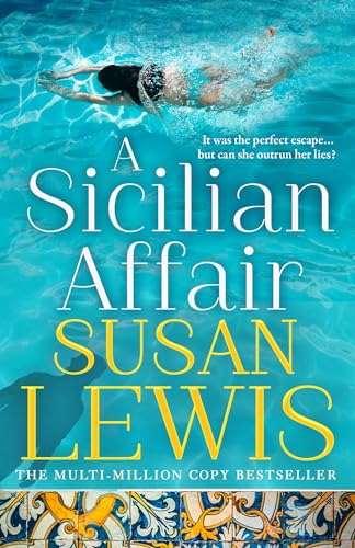 Book cover: woman swimming in a turquoise pool, ornate tile border.