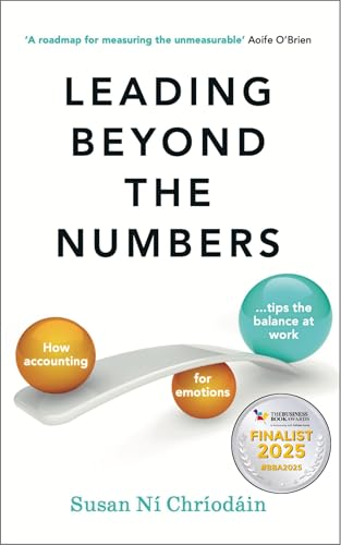 Book cover: "Leading Beyond the Numbers" with scales and colorful orbs.