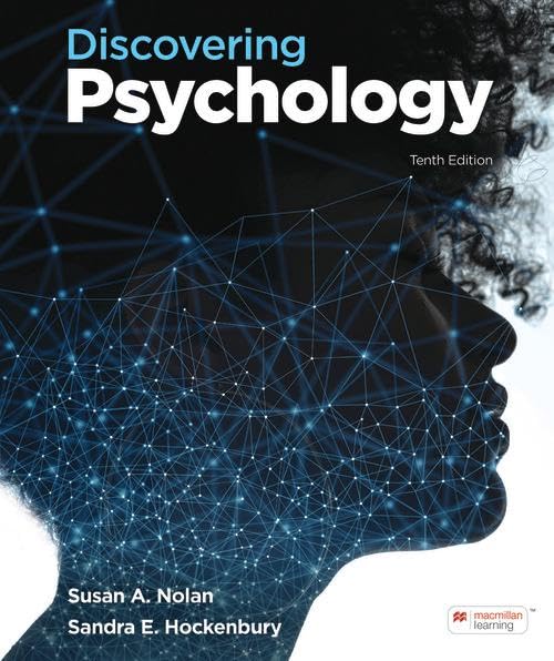 Textbook cover for "Discovering Psychology," tenth edition, with a human profile.
