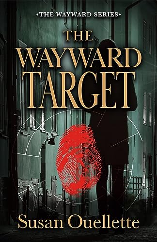 Book cover: shadowy figure, red fingerprint, and crosshairs in a city alley.