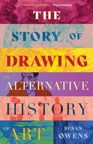 Book cover: "The Story of Drawing" with colorful bands and a portrait.