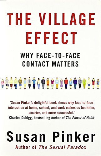 Book cover: "The Village Effect" by Susan Pinker, with illustrated figures.