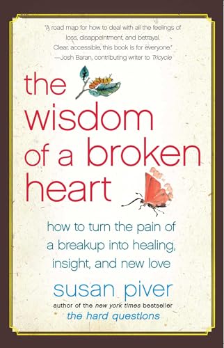 Book cover titled The Wisdom of a Broken Heart by Susan Piver with butterfly illustration.