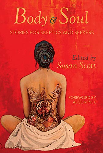 Book cover: woman with floral and anatomical designs on her back.