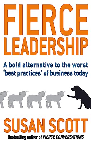 Book cover: "Fierce Leadership" by Susan Scott, with sheep and a dog.