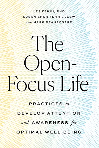 Book cover: "The Open-Focus Life" with yellow and blue textured background.