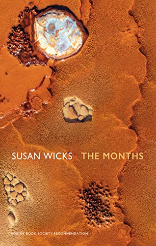 Book cover: orange sand, footprints, and abstract blue-white shapes.