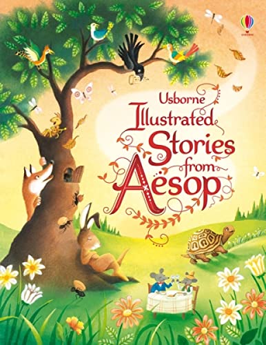 Book cover: animals gathered around a tree, “Illustrated Stories from Aesop.”