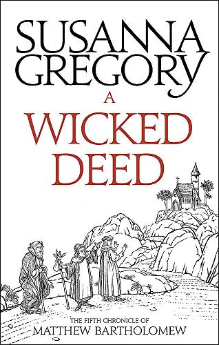 Book cover: "A Wicked Deed" with a sketched medieval scene.