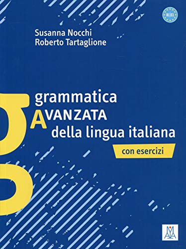 Blue cover of Italian grammar textbook, "Grammatica Avanzata della lingua italiana".