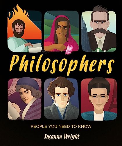 Book cover featuring illustrated portraits of six diverse philosophers.