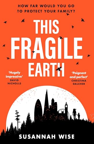 Book cover: orange background, silhouetted city, birds, and a small airplane.