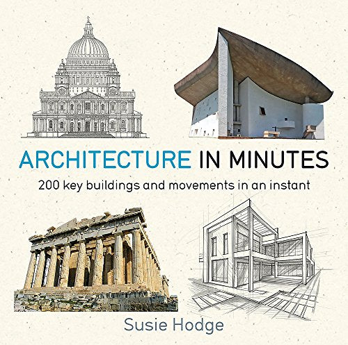 Book cover featuring architectural sketches and photos of famous buildings.
