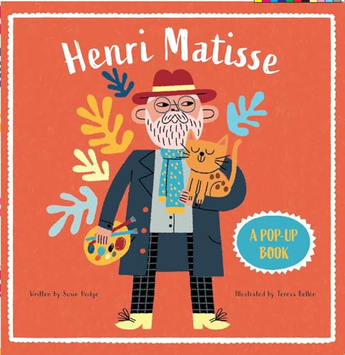 Illustrated book cover featuring Henri Matisse holding a cat and a paint palette.