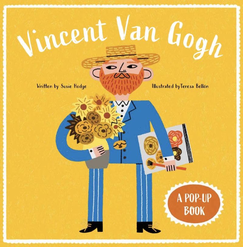 Yellow book cover featuring a stylized illustration of Van Gogh.