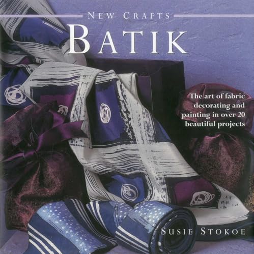 Book cover featuring batik fabric with purple, white, and blue designs.