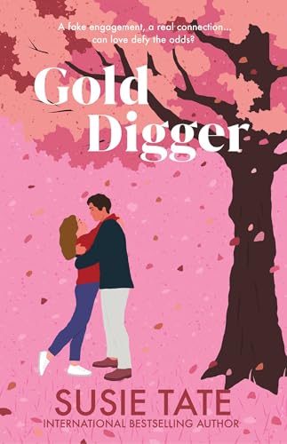 A couple embraces under a pink cherry blossom tree on a book cover.