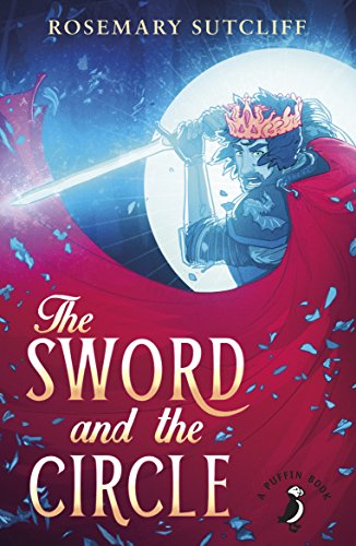 Book cover: King Arthur raising a sword against a blue and white moon.