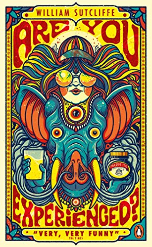 The image depicts a book cover with a psychedelic illustration and red title text.