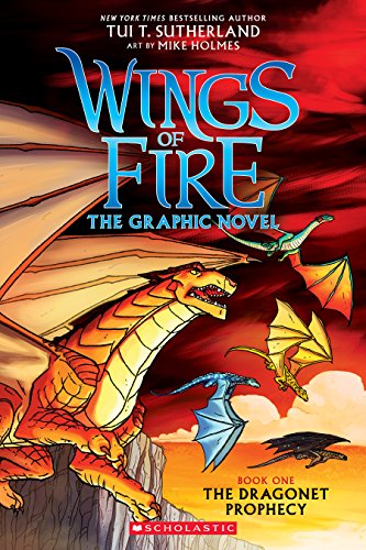 Cover of “Wings of Fire” graphic novel featuring three colorful dragons.