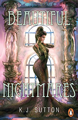 Book cover: woman in gown stands before ornate architecture.