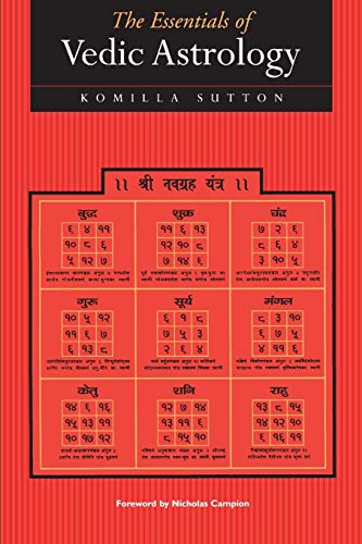 Red book cover with Vedic Astrology title and a colorful chart.