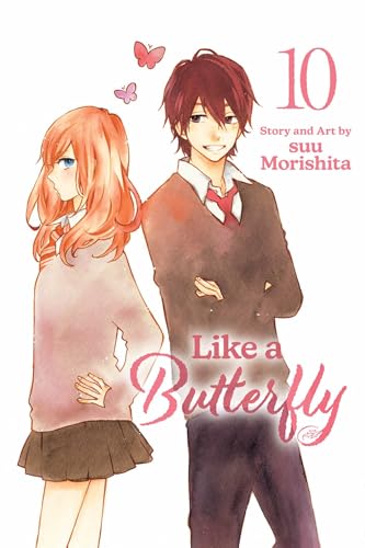 Manga cover with two young people and butterflies, volume 10.