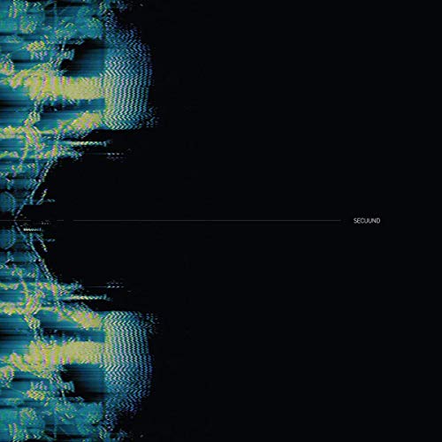 Black album cover with distorted teal and white glitch effect, text “SECUND”.