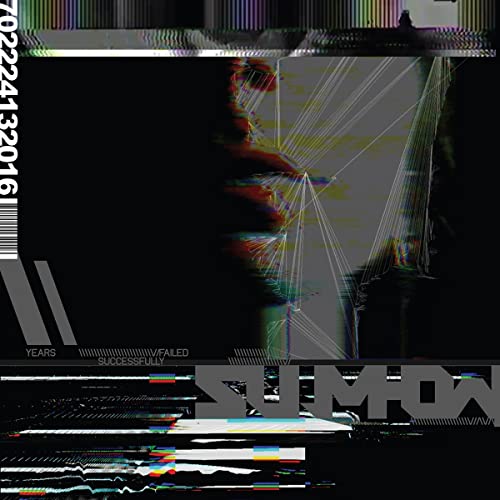 Vinyl record cover with distorted face and glitch art aesthetic.