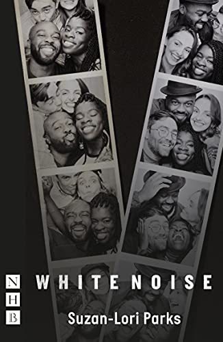 Book cover with black and white photo strips and title "White Noise.