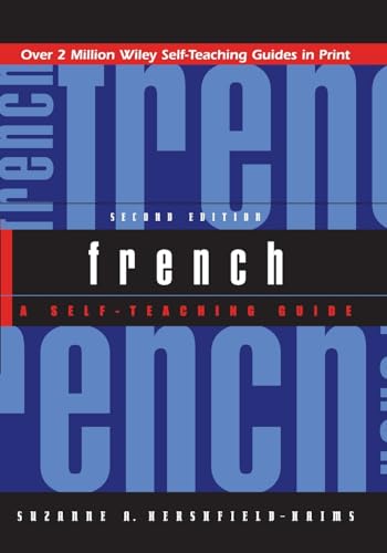 Blue and white cover of "French: A Self-Teaching Guide," second edition.