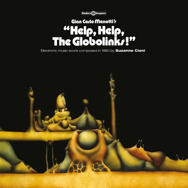 Album cover for "Help, Help, The Globolinks!" with abstract golden shapes.