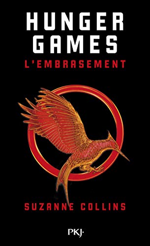 Book cover for “Hunger Games: L’Embrasement” with a mockingjay symbol.