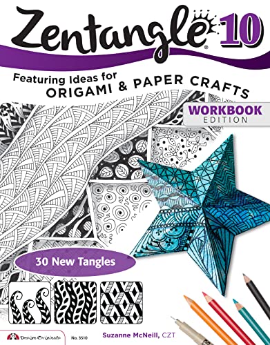 Book cover for Zentangle 10 showing black and white patterns and a blue star.