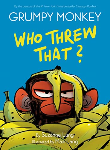 Grumpy monkey covered in bananas with an angry expression.