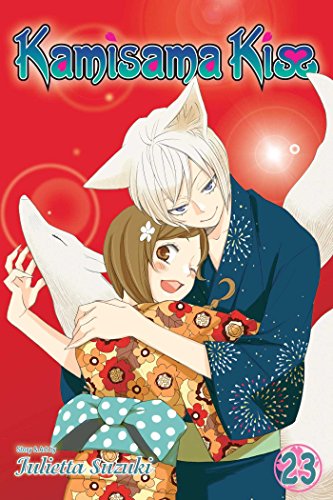 Kamisama Kiss, Vol. 23" cover: a girl and fox spirit embrace.