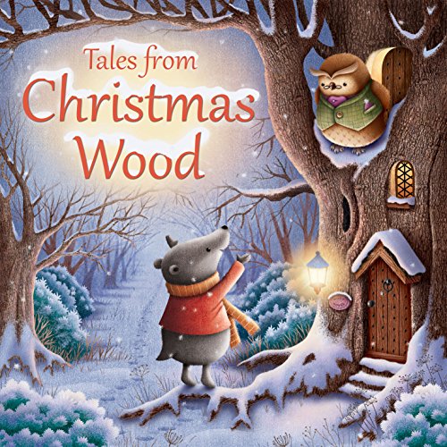 "Children's book cover featuring a badger and squirrel in a snowy forest scene."