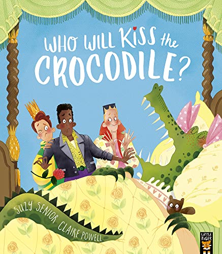 Book cover: children with a crocodile, a king, and a princess.