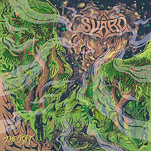 Album cover for Svard - The Rift, featuring swirling green and brown artwork.