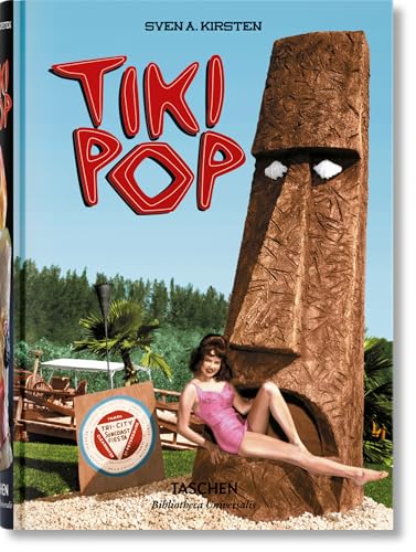 Book cover featuring a carved tiki statue and a woman in a pink swimsuit.