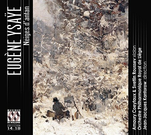 CD cover with abstract winter landscape painting and black borders with white text.