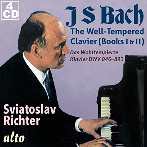 Sviatoslav Richter portrait at a piano, with "J.S. Bach" text above.
