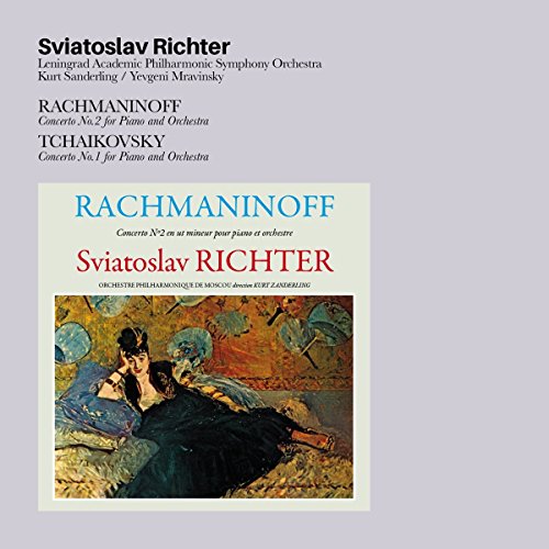 CD cover featuring Sviatoslav Richter, Rachmaninoff, and Tchaikovsky concertos, with artwork.