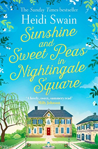 Book cover with a house, garden, and title “Sunshine and Sweet Peas.”