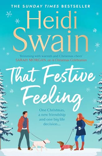 Book cover with author Heidi Swain, title “That Festive Feeling”, and snowy scene.