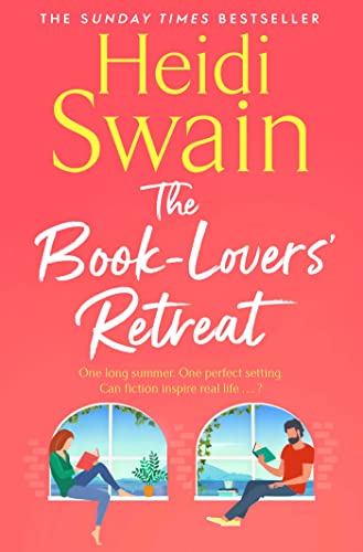 Book cover with illustrated figures reading by arched windows, pink background.