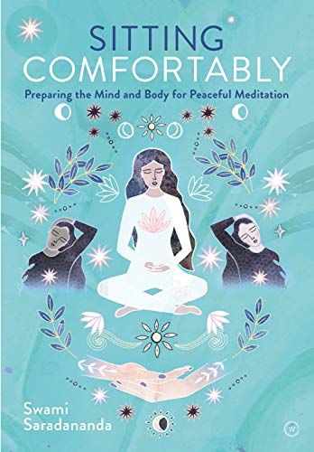Book cover with illustration of a meditating woman and floral designs.