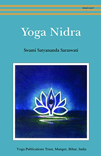 Book cover titled Yoga Nidra by Swami Satyananda Saraswati with a blue lotus illustration.