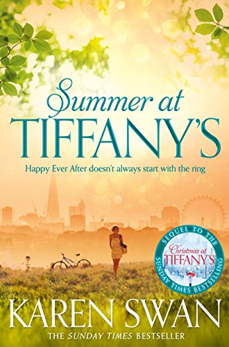 Book cover: “Summer at Tiffany’s” by Karen Swan, with city skyline.
